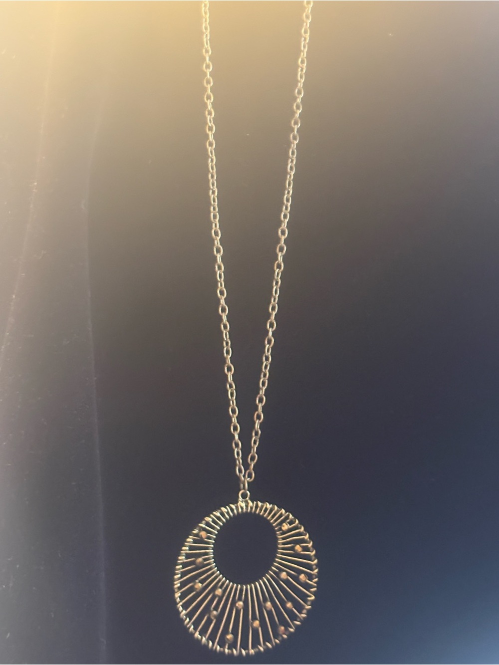 Delicate Gold Sunburst Circle Pendant Necklace - Women Jewelry